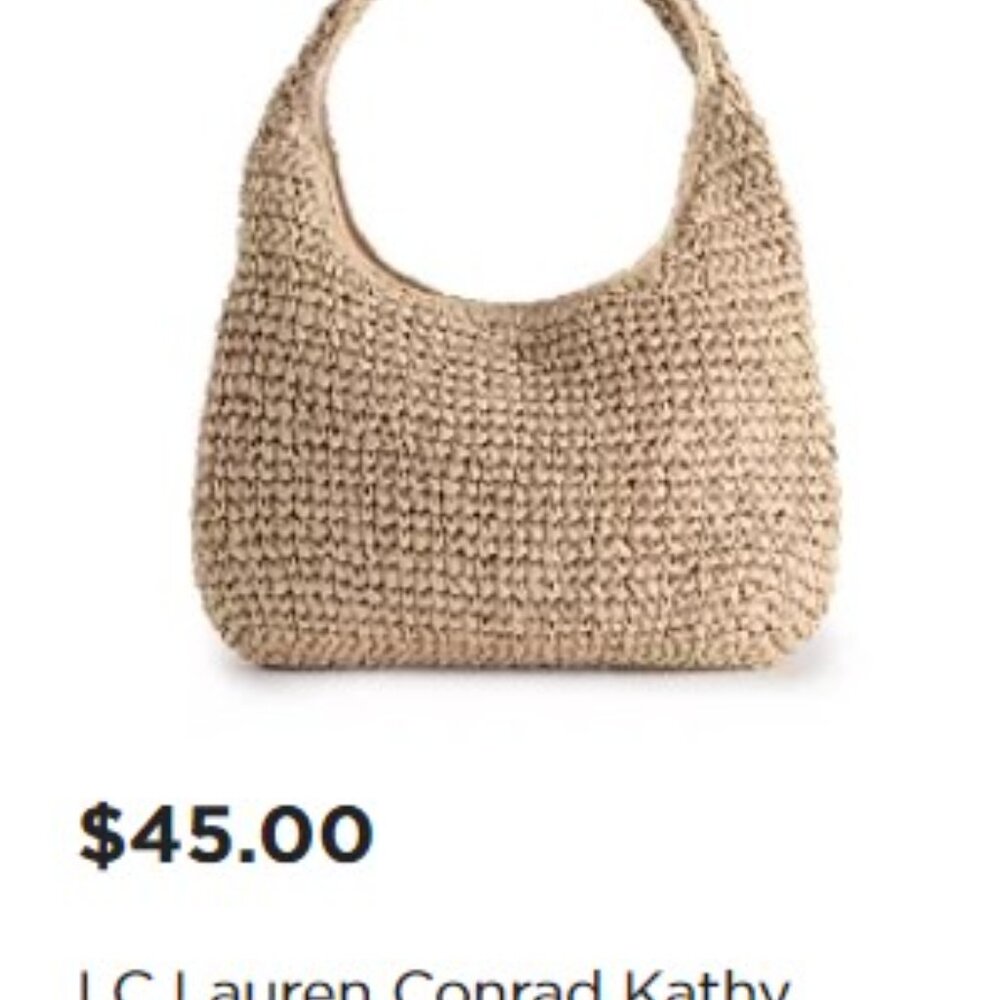 LC Lauren Conrad Kathy Crochet Straw Shoulder Bag NWT Super cute for summer!